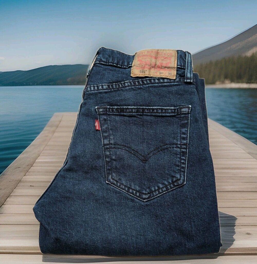 LEVI'S 511 Jeans Men's 30x30(30x26 Actual) Slim Stretch Light Wash Denim Hemmed